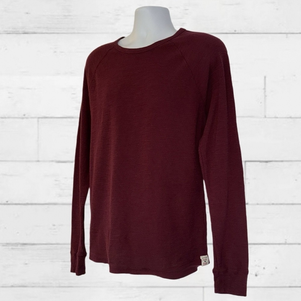 Lucky Brand Men’s Lived-In Thermal Crewneck LongSleeve Shirt Burgundy Size Large